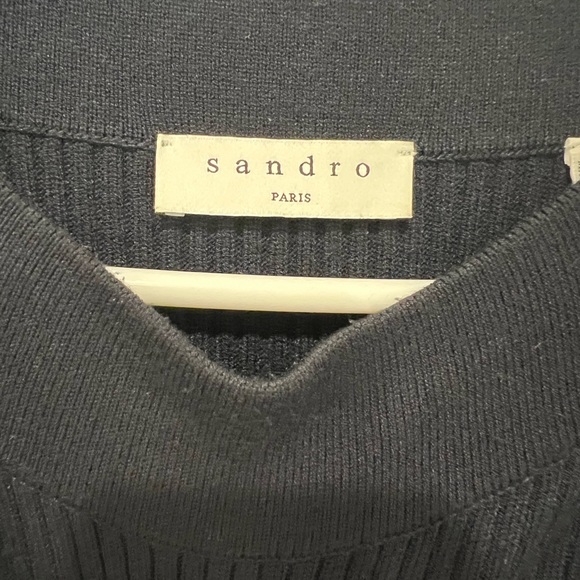 Sandro Paris Navy Embroidered Fit and Flare Dress - Picture 2 of 5